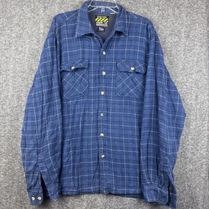 Big Rock Canyon Mens Blue Plaid Flannel  Shirt 2XL Authentic Ruggedwear